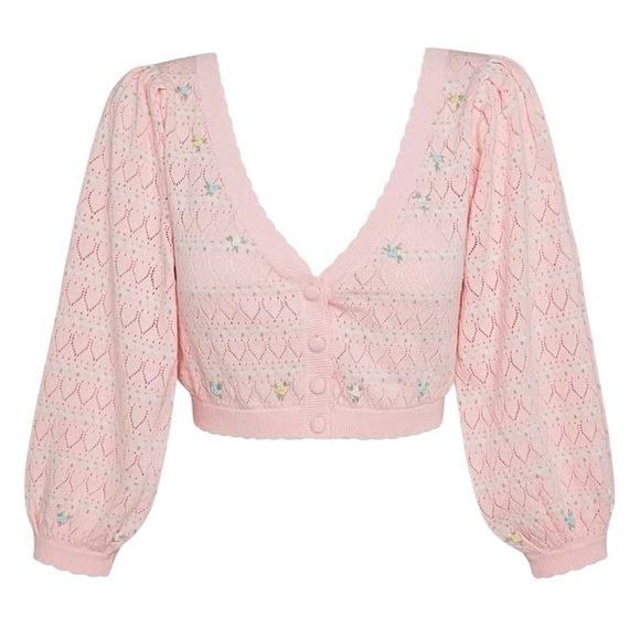 For Love & Lemons Charleston Cardigan Pink Size Medium - Picture 1 of 8